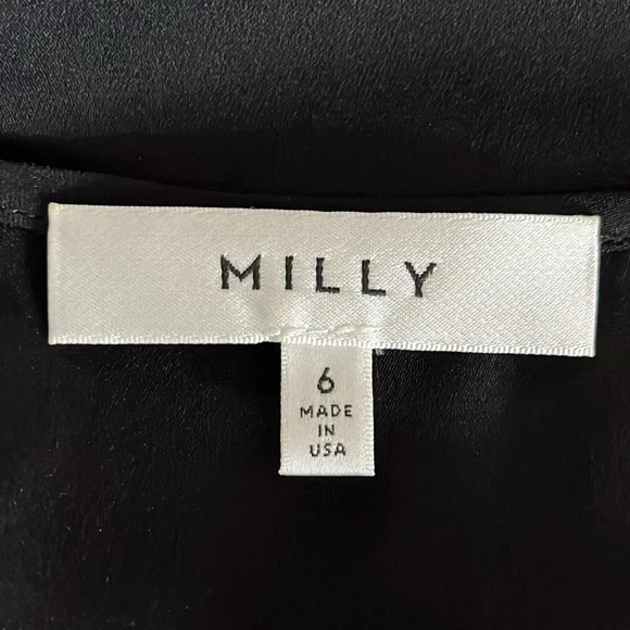 Milly Stretch Silk Butterfly Sleeve V Neck Blouse in Black - Size 6 - Picture 6 of 8